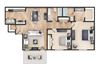 Fleur Floor Plan 1014 Square-Foot Fleur Floor Plan at Mirabelle Apartments, Mobile, AL